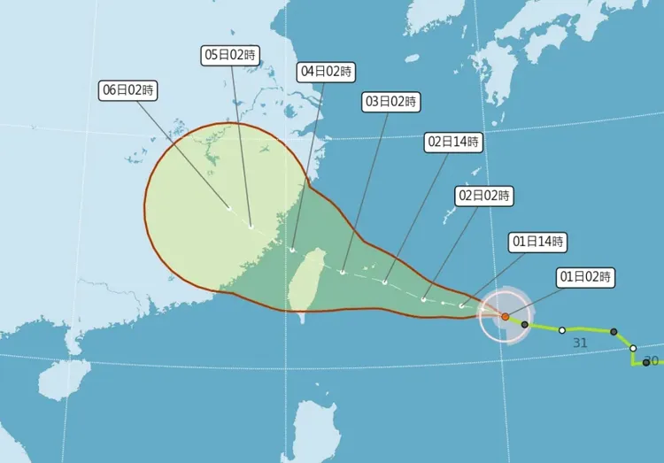 海葵颱風路徑預測圖。翻攝自氣象局