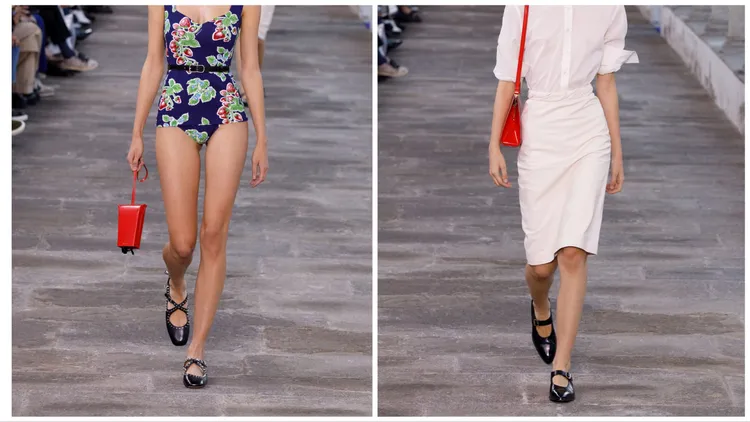 平底鞋以鉚釘、扣飾點綴。品牌提供