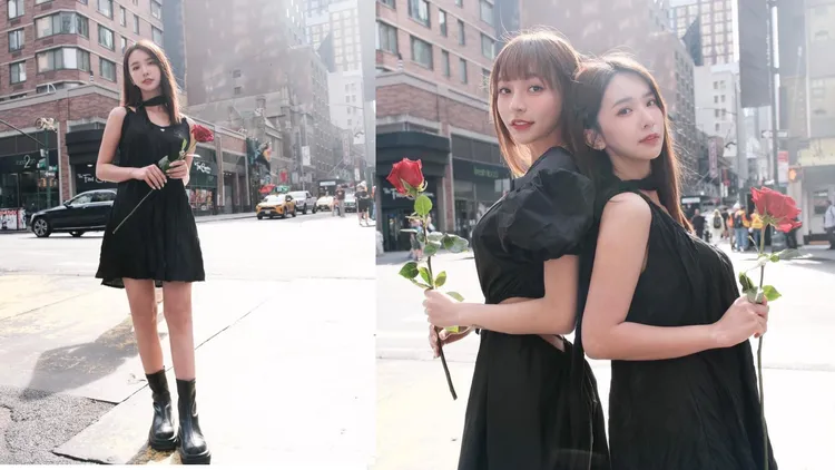 張雅涵日前在紐約與林襄同框。翻攝張雅涵IG