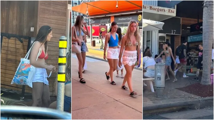 原PO貼出他在澳洲街頭看到的美女清涼穿著景象。翻攝自論壇PTT
