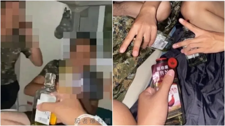 當事人在寢室內開喝的畫面外流。翻攝自記者爆料網