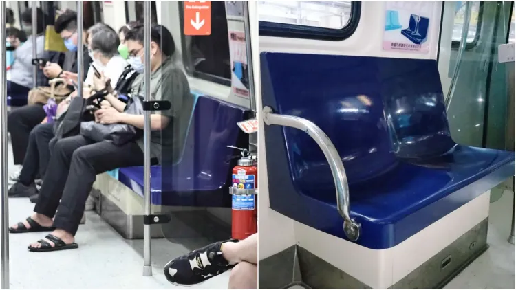 近日大眾運輸工具上的博愛座讓位問題，再度成民眾關注焦點。圖為北捷車廂博愛座，左圖資料照、右圖翻攝自北捷官網
