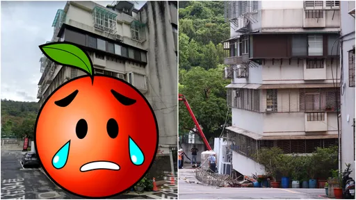 大直樓塌前後對照圖曝光 房子壓爛鐵窗歪曲「1樓被吞沒」