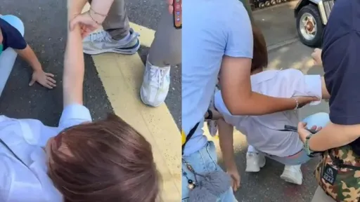 于美人忙拜票意外被撲倒在地！4歲男童超熱情抱成一團