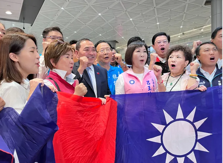 侯友宜今結束訪美返抵國門發表談話。中央社