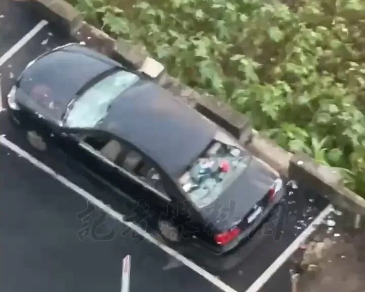 無辜車主座車遭砸。翻攝畫面