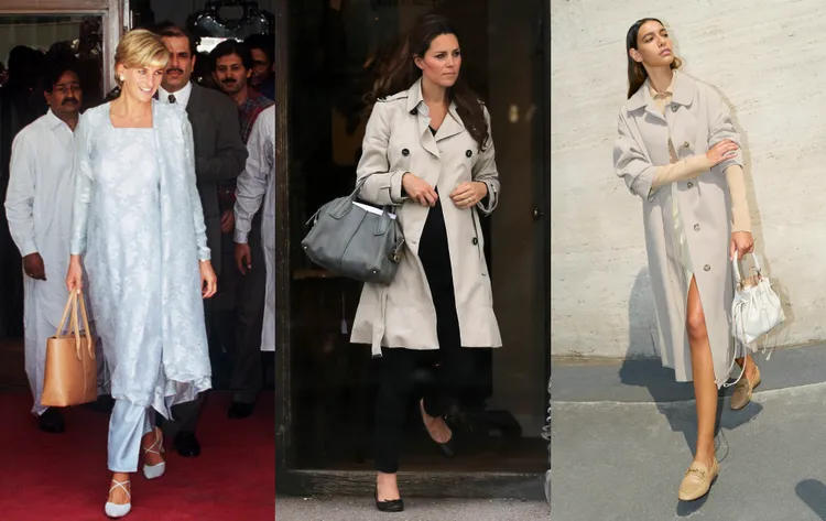 從黛安娜王妃（左）到凱特王妃（中）所傳承下來對Di Bag所喜愛的皇室品味，以及最新的迷你抽繩水桶包款式，紀錄著Di Bag的外型演變。