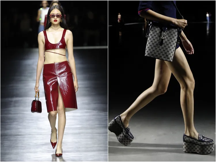 極短小背心與超厚底樂福鞋。品牌提供