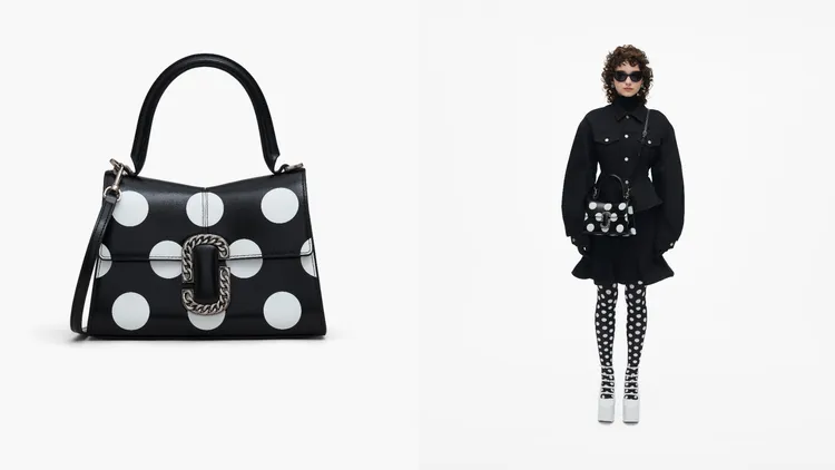 MJ新光三越台北信義新天地A8概念店獨賣的黑白圓點迷你St. Marc包，2萬1900元。品牌提供