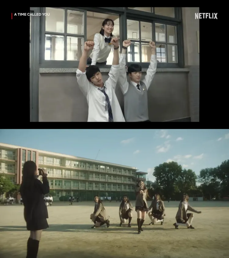 《走進你的時間》導演透露NewJeans《Ditto》MV（下圖）中的學校，與劇中同場地。翻攝YouTube