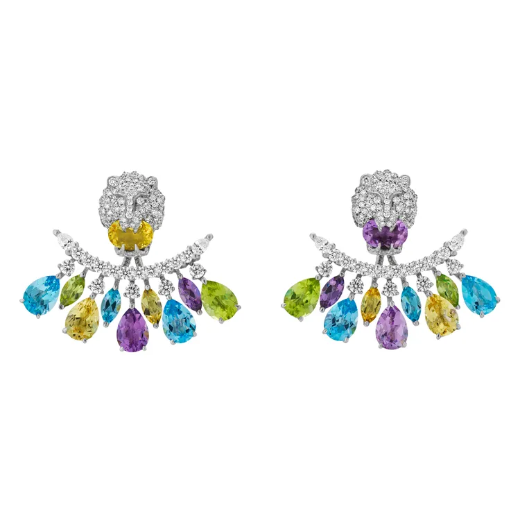 LION HEAD四彩寶石扇形耳環，119萬2900元。品牌提供