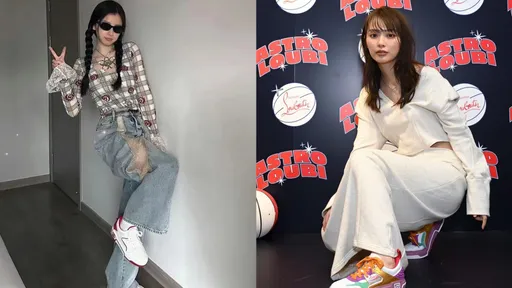 虞書欣紅底運動鞋踩腳下 白皙大腿若隱若現長腿藏不住