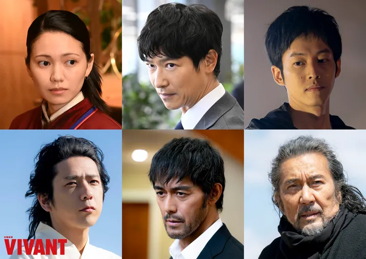 集結多位大咖飆戲的《VIVANT》本周日大結局。上排左起二階堂富美、堺雅人、松坂桃李，下排左起二宮和也、阿部寬、役所廣司。