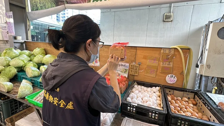 台中市食安處人員積極追查進口蛋流向。市府提供