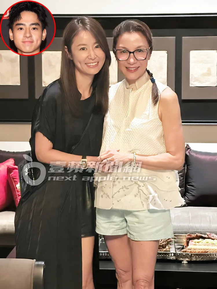 林心如（左）和楊紫瓊聊到《華燈初上》的兒子劉敬（小圖），楊紫瓊和劉敬今年合作《西遊ABC》。讀者提供