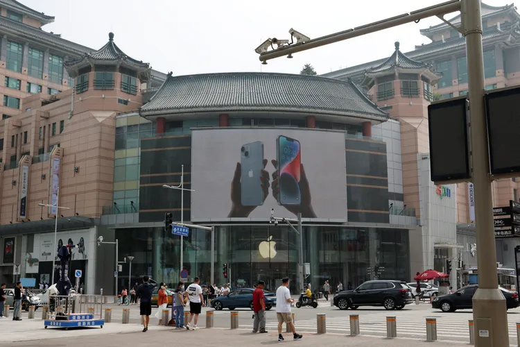 Apple在北京的直營店外觀。路透社