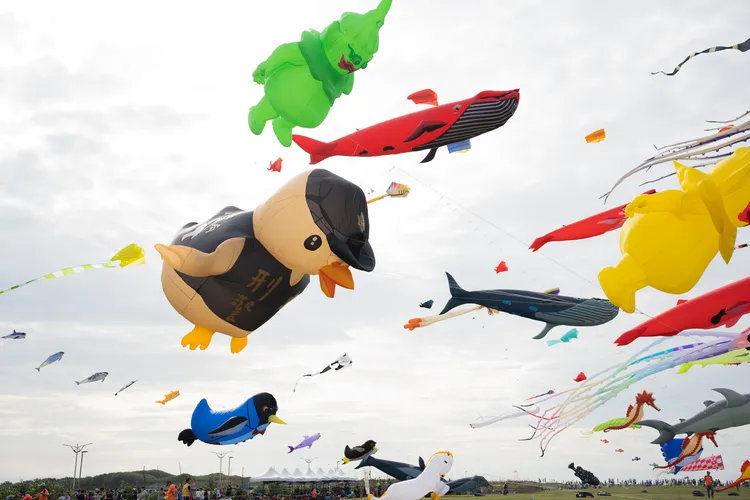 現場施放的風箏。新竹市府提供
