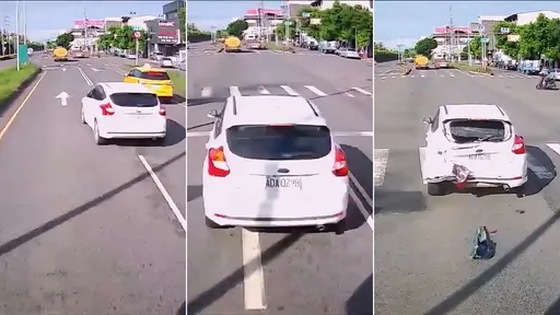 高雄長髮妹切大車前急煞遭撞!「活膩了or救世主」影片曝光掀熱議