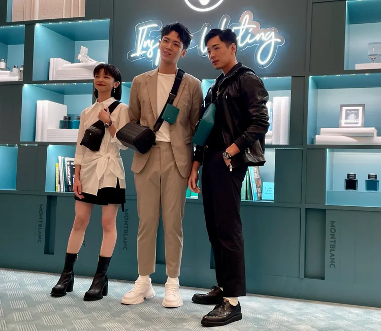 陳妍霏（左起）柯震東、禾浩辰今日出席MONTBLANC全新Extreme 3.0系列發表。張家玲攝