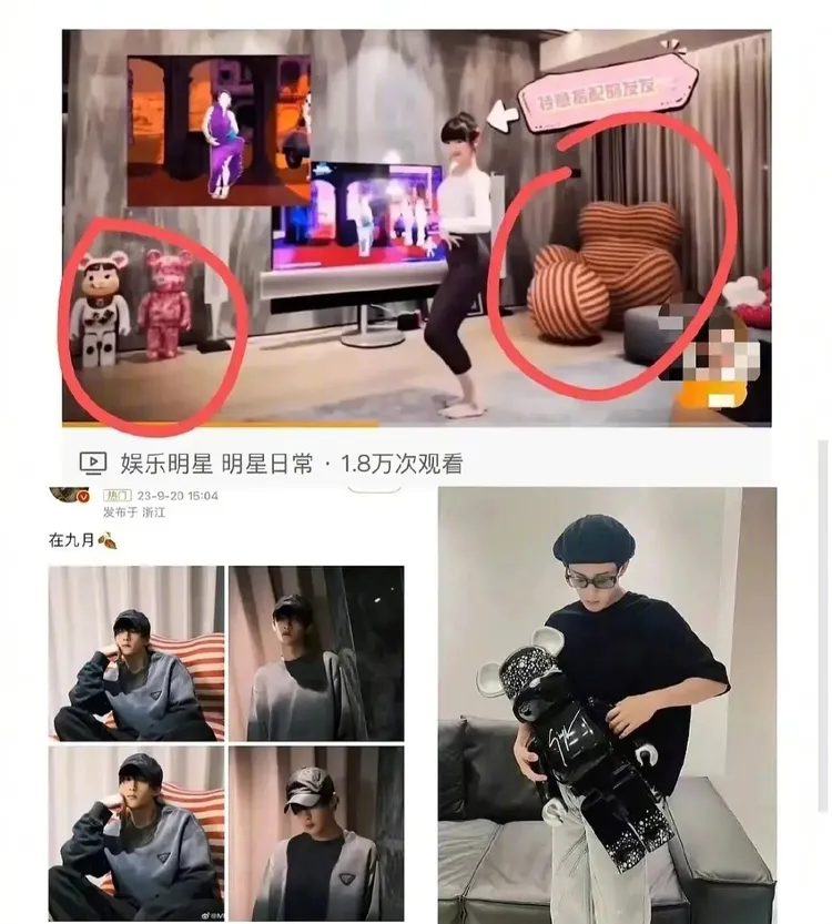 毛曉彤跳舞影片出現檀健次同款沙發及公仔。翻攝豆瓣