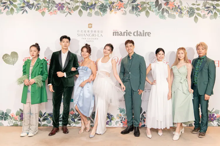 吳承洋（左二起）、王上菲、林芷芸、朱宇謀、儀諪、秀秀子、造型師Jason。《Marie Claire美麗佳人國際中文版》提供