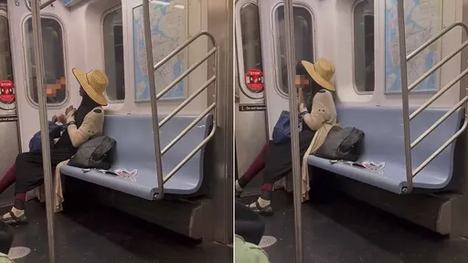 傻眼!地鐵女乘客當眾「咬」假陽具 網歪樓讚驚人吸力