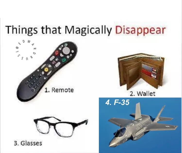 網友形容F-35也是會突然神奇蒸發的物品。翻攝推特@edwardrussl
