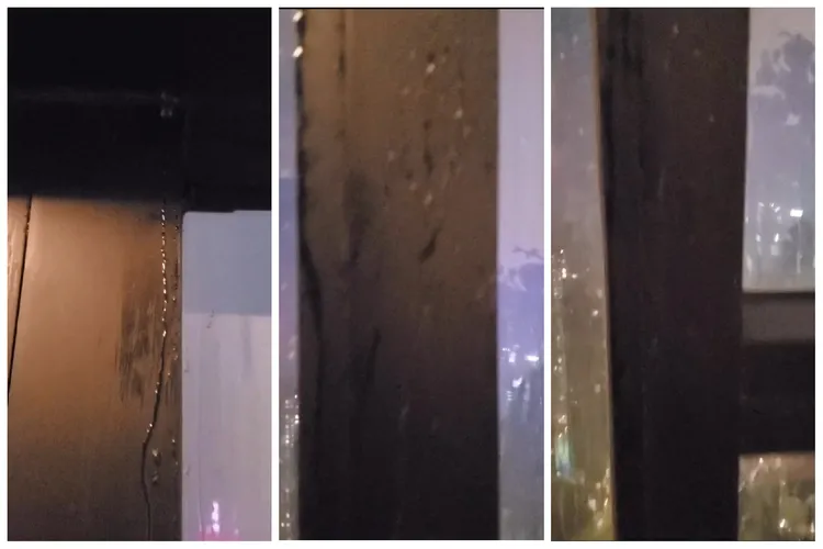 阿Sa在IG上傳颱風蘇拉襲擊香港家中窗戶漏水影片。翻攝《choisaaaa》的IG