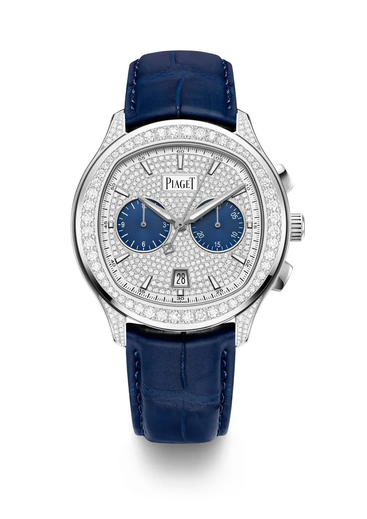 PIAGET Polo系列18K白金鑽石自動上鍊計時碼錶。品牌提供