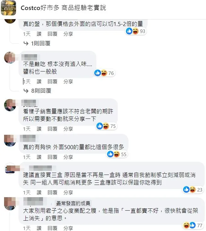 網友反推這項商品，認為價格較不討喜。翻攝自臉書「Costco好市多 商品經驗老實說」