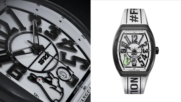 FRANCK MULLER #FR2NCK MULLER Vanguard限量版腕錶，50mm*41mm，石英塑碳纖維錶殼，啞光白錶面，黑字白底尼龍錶帶，MVT FM 800-DT自動上鍊機芯，防水深度30米，42小時動力儲存，限量800只。品牌提供