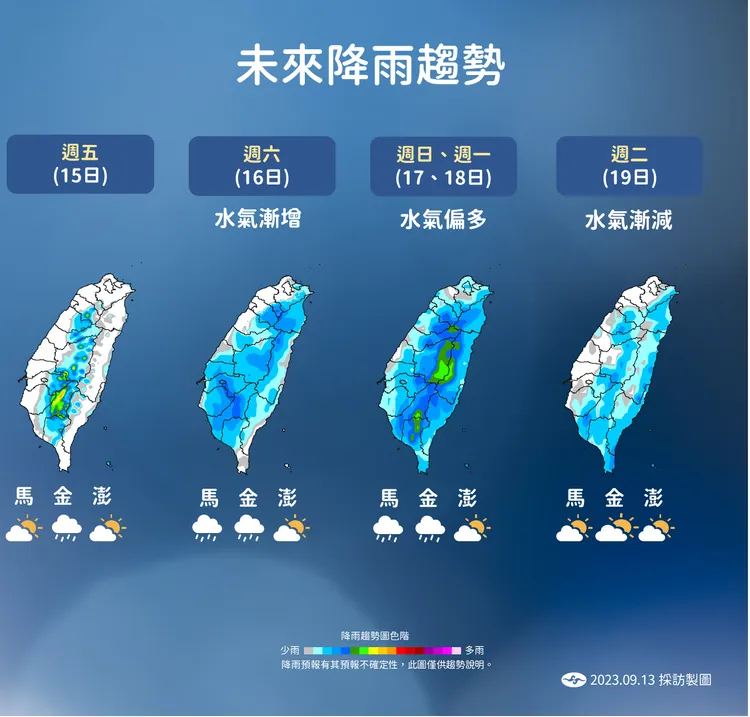 近期降雨趨勢。氣象局提供