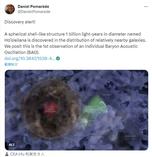 直徑10億光年 宇宙發現首個超巨大星系泡泡