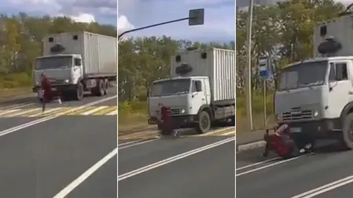 驚悚影片|她斑馬線飛奔「跑輸大貨車」 被撞飛賠掉一條命