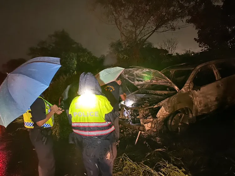 警方採證。讀者提供