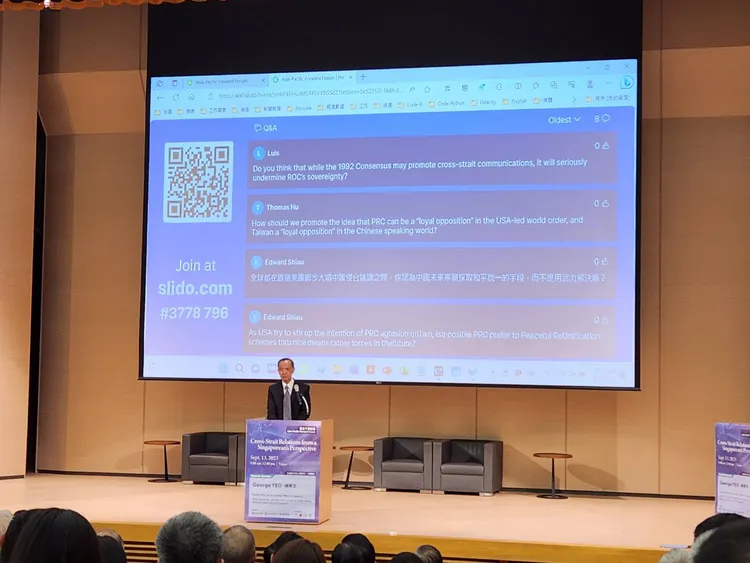 新加坡前外長楊榮文來台演講。讀者提供