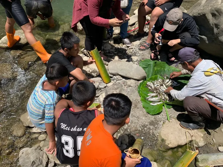 興中國小帶領孩子探索山林讓孩子學習族語。教育局提供