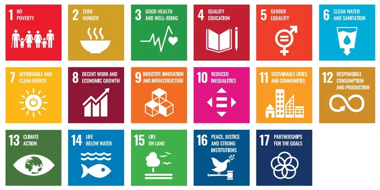 聯合國17個永續發展目標，各有其代表色。翻攝聯合國官網
