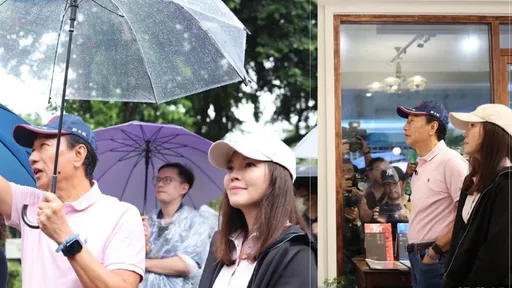 曾馨瑩伴郭台銘昔日打鐵街憶創業 夫婦雨中漫步小約會