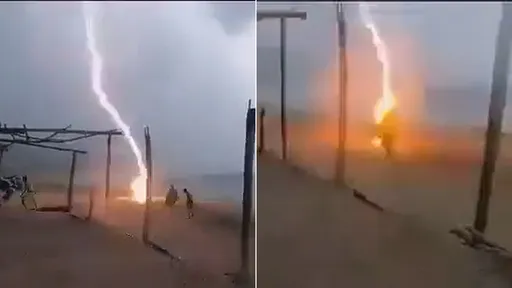 驚悚影片|海灘落雷連擊 劈死女遊客再殺吊床小販