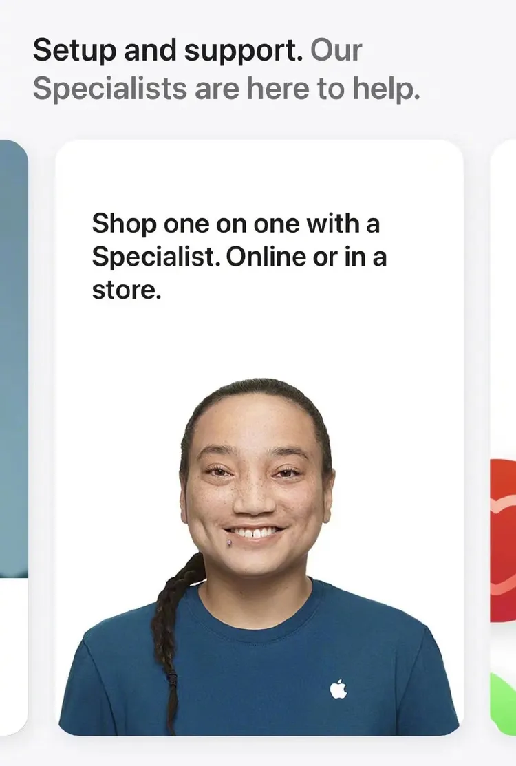 這張客服形象照不只使用在中國官網上。取自蘋果官網