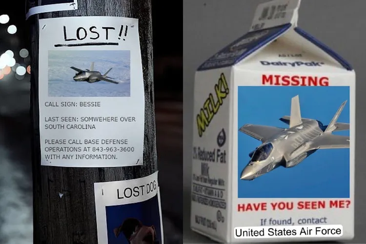 美國網友搞笑P圖，嘲笑美軍找戰機的方式好像在尋找失蹤兒。翻攝推特