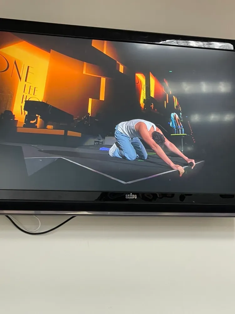 王力宏唱到一半突然五體投地。讀者提供