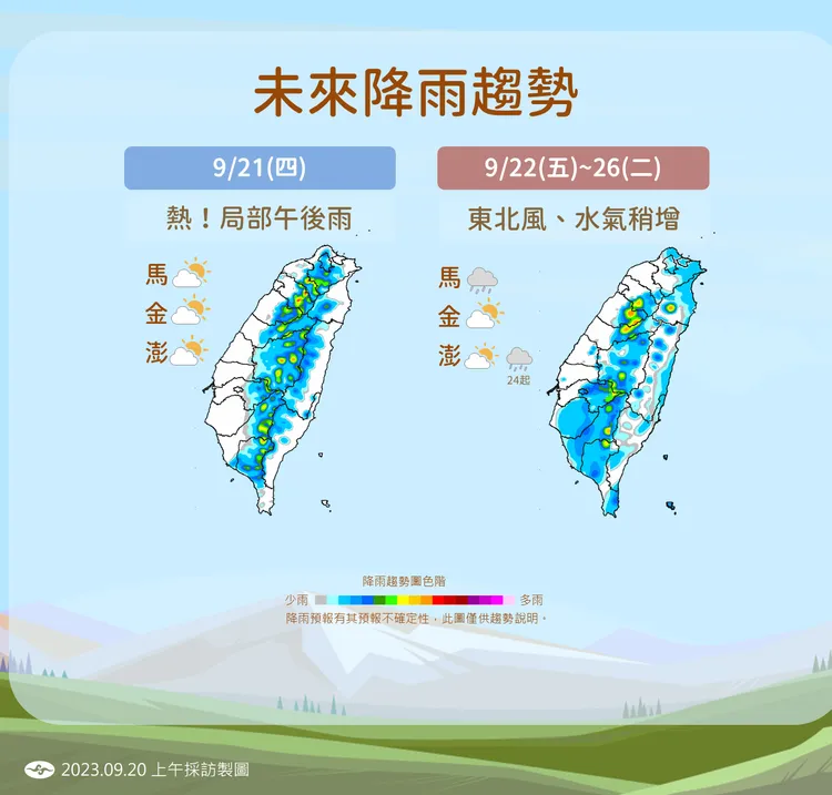 近期降雨趨勢。氣象署提供