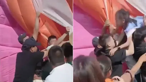 遊樂場充氣城堡坍塌困小遊客　竟是「大人往裡擠」害慘自己孩子