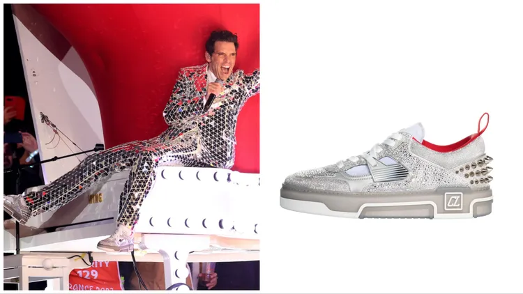 黎巴嫩裔英國歌手Mika穿著Christian Louboutin訂製銀色水晶Astroloubi運動鞋。品牌提供