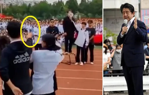 影片曝光！中國高中生演出安倍遇刺短劇師生狂歡　日網友批：超出常識的可悲