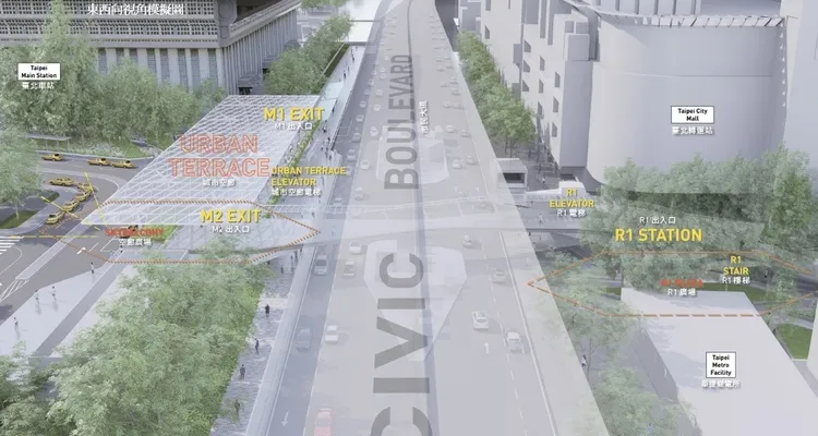 北車跨市民大道空橋設計圖。北捷提供