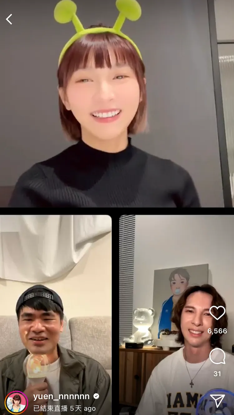 溫妮與陳勢安、蔡哥開直播。溫妮工作室提供