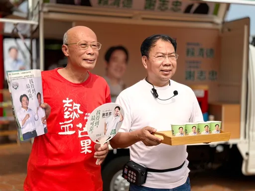 行動競選總部化身咖啡車 台中立委參選人謝志忠前進山城搏感情